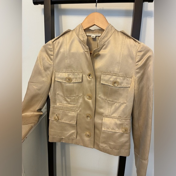 Banana Republic Jackets & Blazers - Banana Republic cotton/silk blend Gold Women's Jacket. Gorgeous! Size 2P